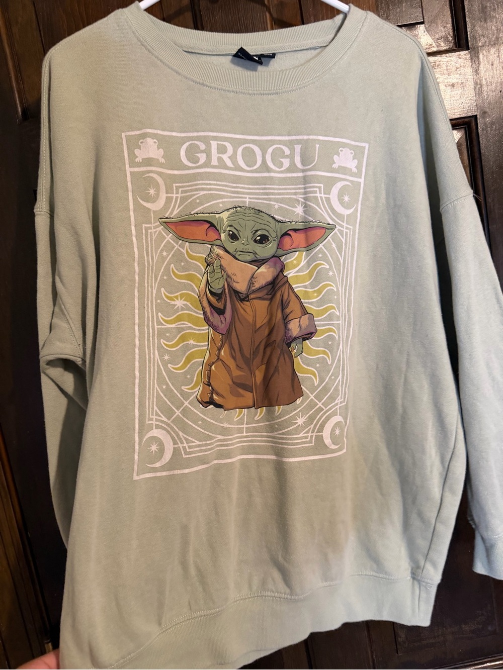 Star Wars Grogu Graphic Kids Sweatshirt - Light Sage
